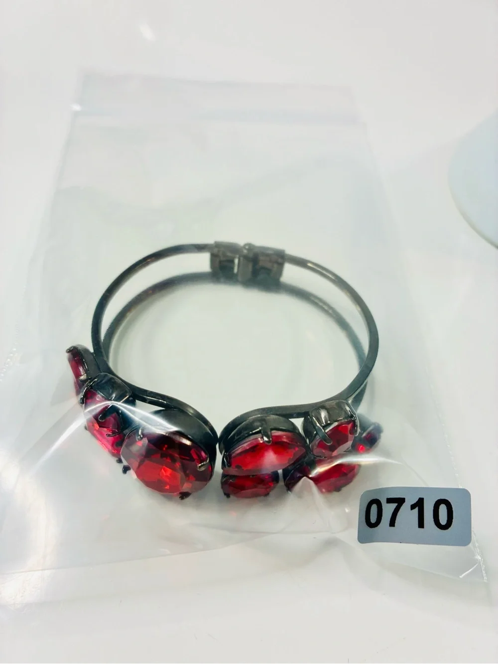 Bold Crimson Red Crystal Statement Cuff Clamper Bracelet - Women's Jewelry